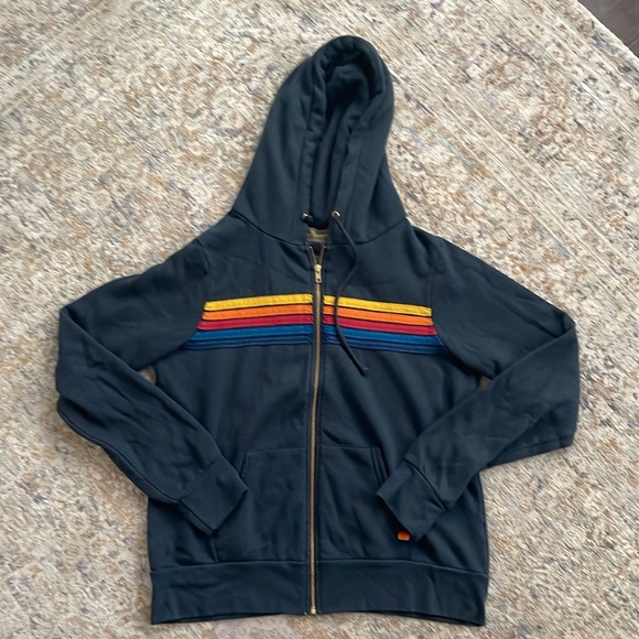 NWOT Charcoal Aviator Nation 5 Stripe Zip-Up Hoodie - Picture 4 of 8